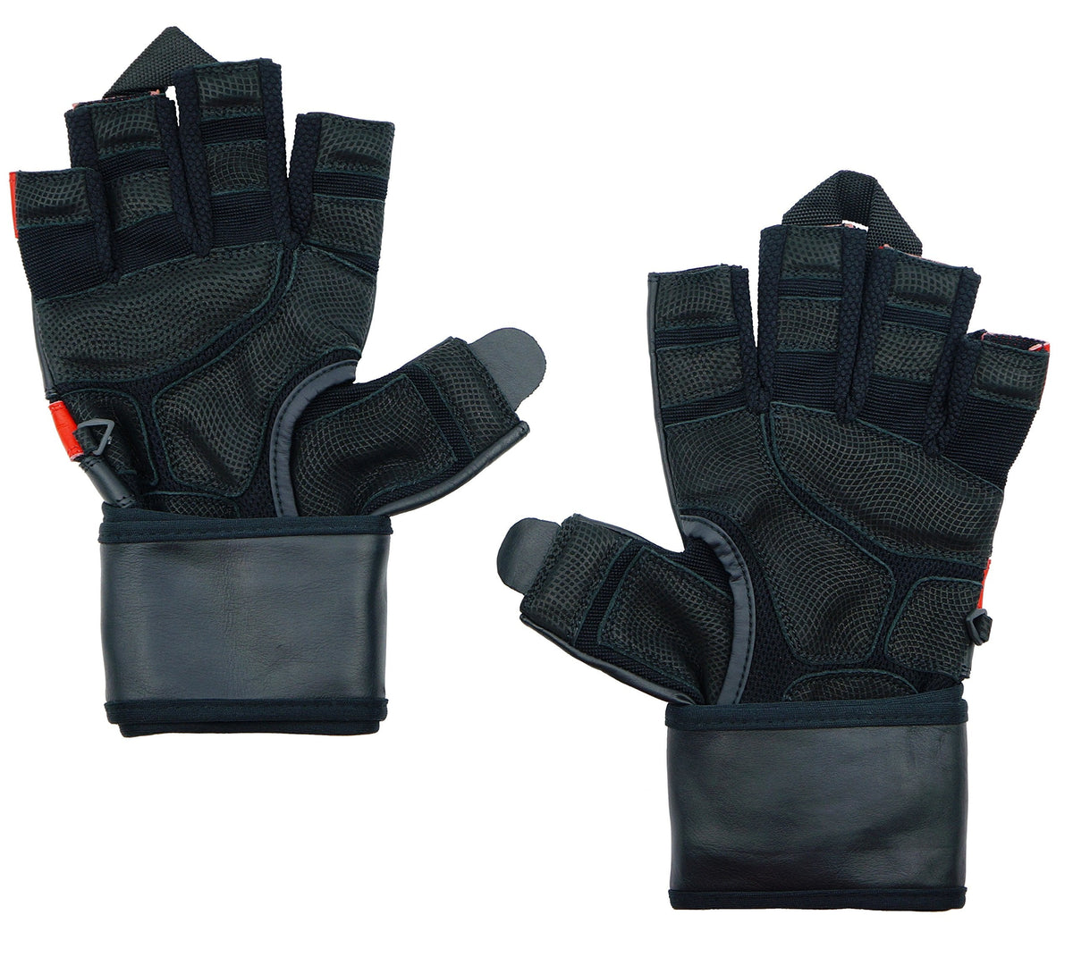 Epic Leather Gym Gloves with Built in 2" Wide Wrist Wraps Best Grip & Design for Weightlifting Power Lifting Bodybuilding & Strength Training Workout Exercises (RED, 2X-Large 9 5/8" - 10 1/2")