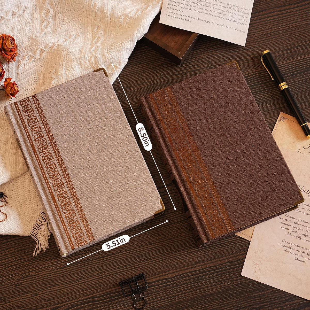 Wisefine Vintage Hardcover Lined Notebook A5 Journal - 384 Pages 100 GSM Thick Kraft Paper Writing Journal for Men & Women Dark Brown 5.51" x 8.50"