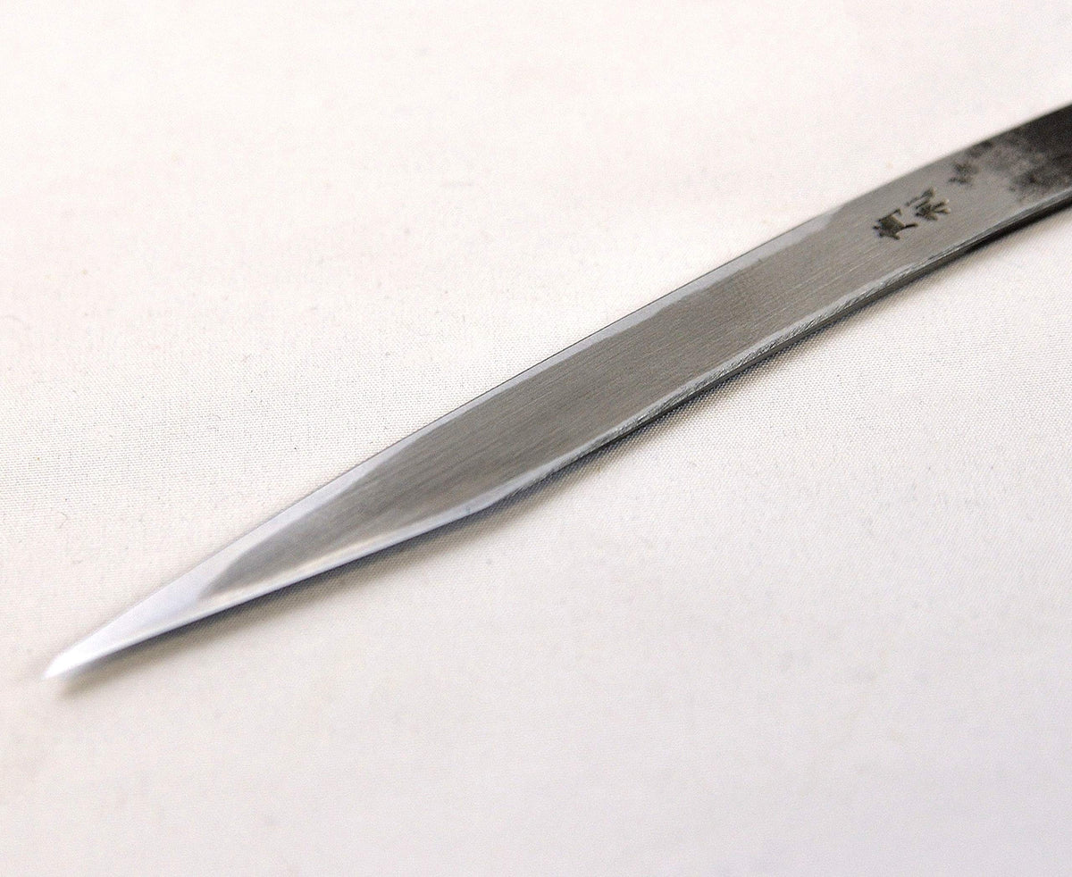 KAKURI Kiridashi Knife 12mm (Curved) Right Hand for Woodworking, Marking, Carving, Whittling, Professional Hand Forged Razor Sharp Japanese Carbon Steel Blade with Hammered Pattern, Made in JAPAN
