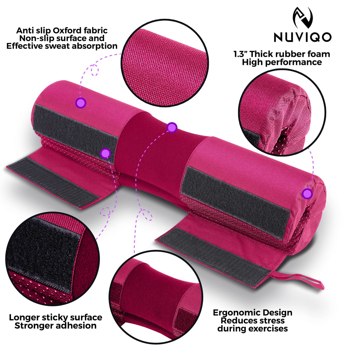 Barbell Pad Squat Pad for Lunges and Squats - Hip Thrust Pad for Standard and Olympic Bars - Provides Cushion to Neck and Shoulders While Training (PINK)