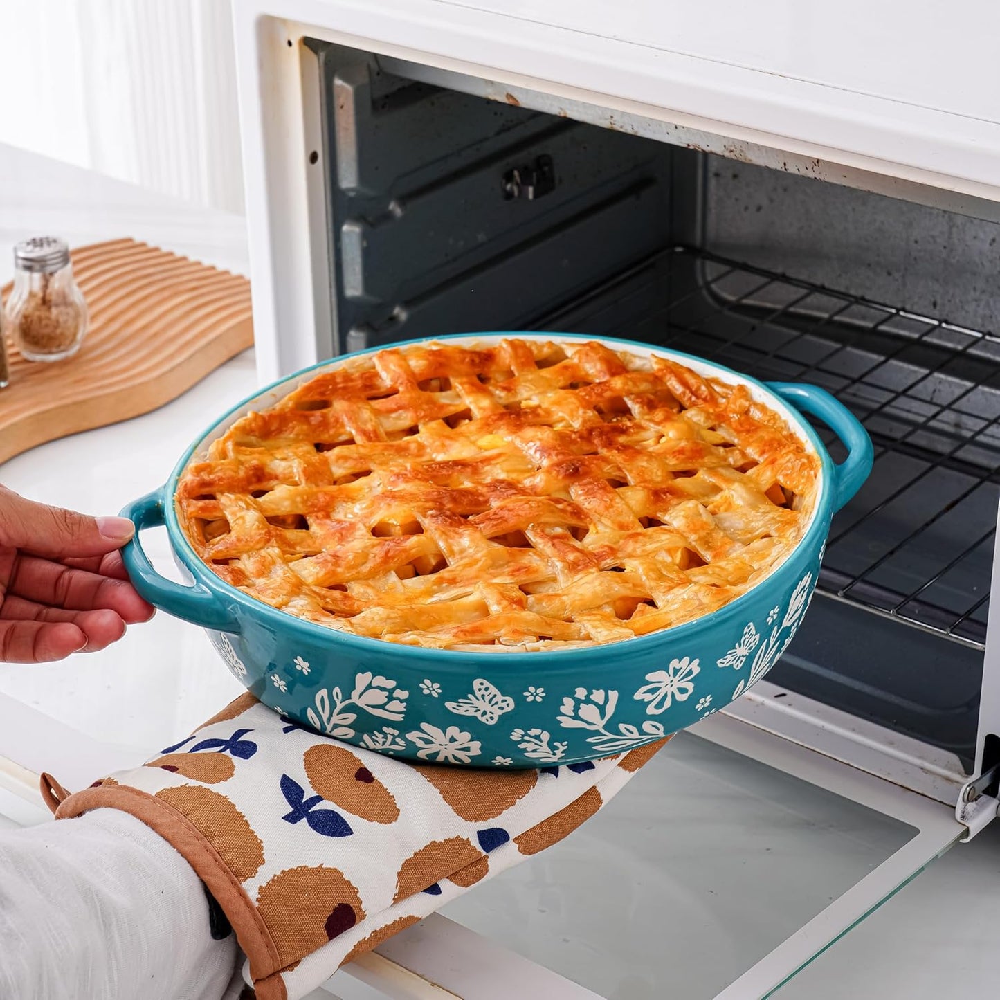 Wisenvoy Ceramic Pie Pan - Non-Stick Deep Dish Pie Plate | 9.8 Inches Porcelain Bakeware