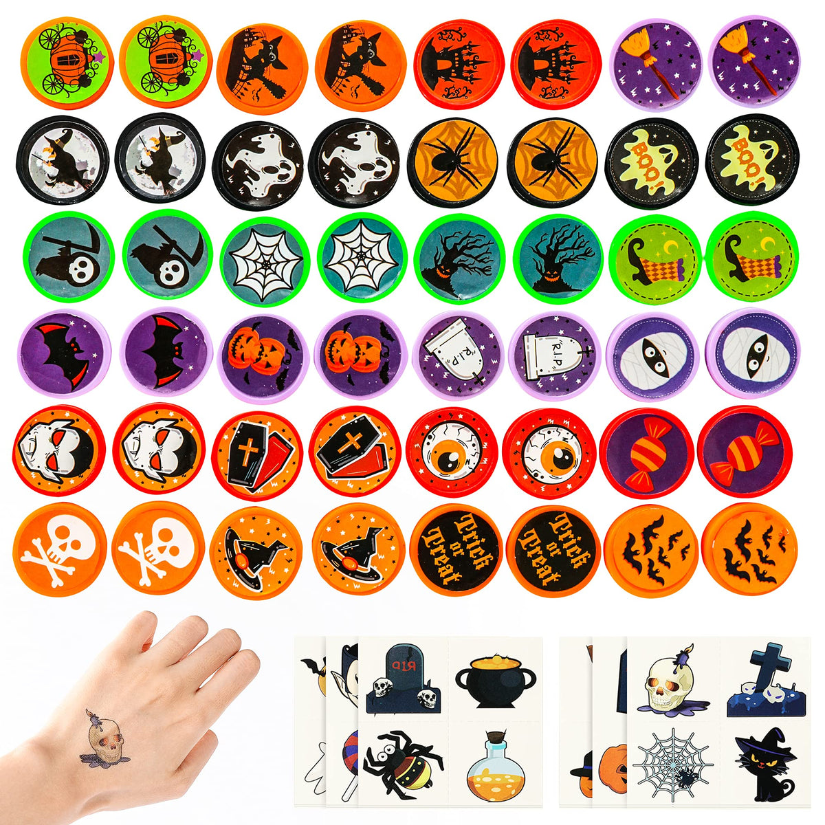 Max Fun 192pcs Halloween Party Favors Toys Stamps Halloween Stickers for Kids Halloween Party Supplies, Goodies Bags, Classroom Game Reward Prizes(Halloween)