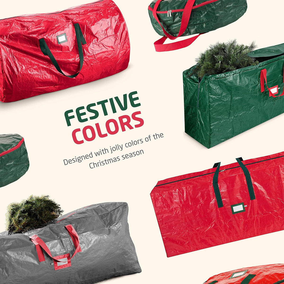 Zober Christmas Tree Storage Bag - Waterproof & Durable for 7.5 Ft Artificial Trees - Black with Label Slot