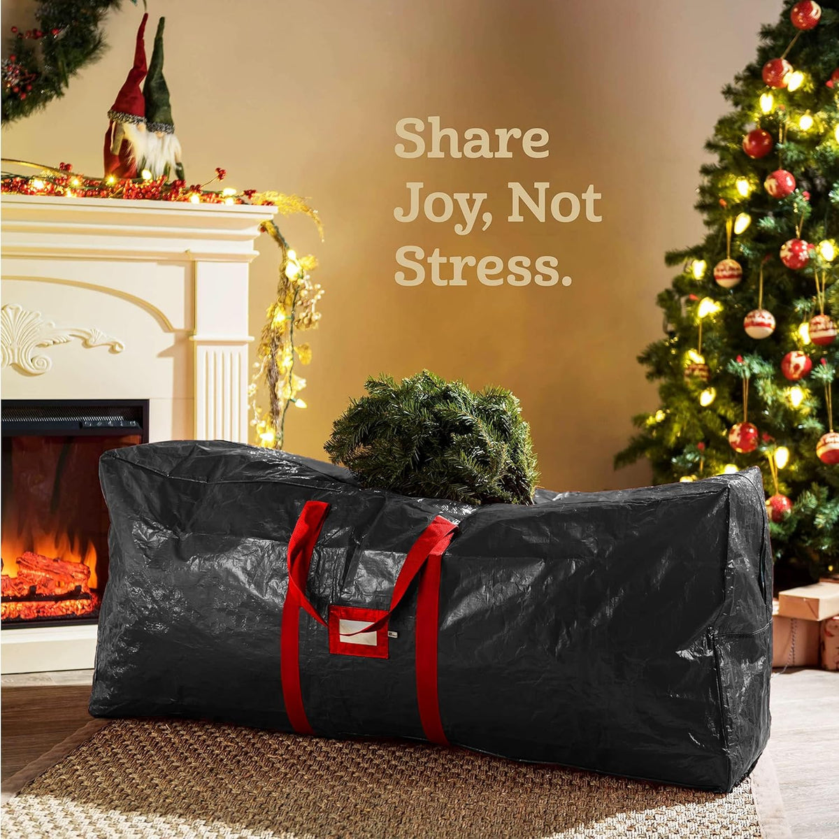 Zober Christmas Tree Storage Bag - Waterproof & Durable for 7.5 Ft Artificial Trees - Black with Label Slot
