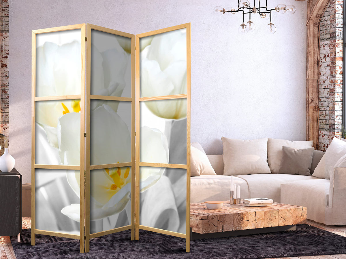 artgeist Japanese Room Divider Flowers 53 x 67 in - 3 Panel Folding Screen Japan Design Home Decoration Art Deco b-C-0395-z-b