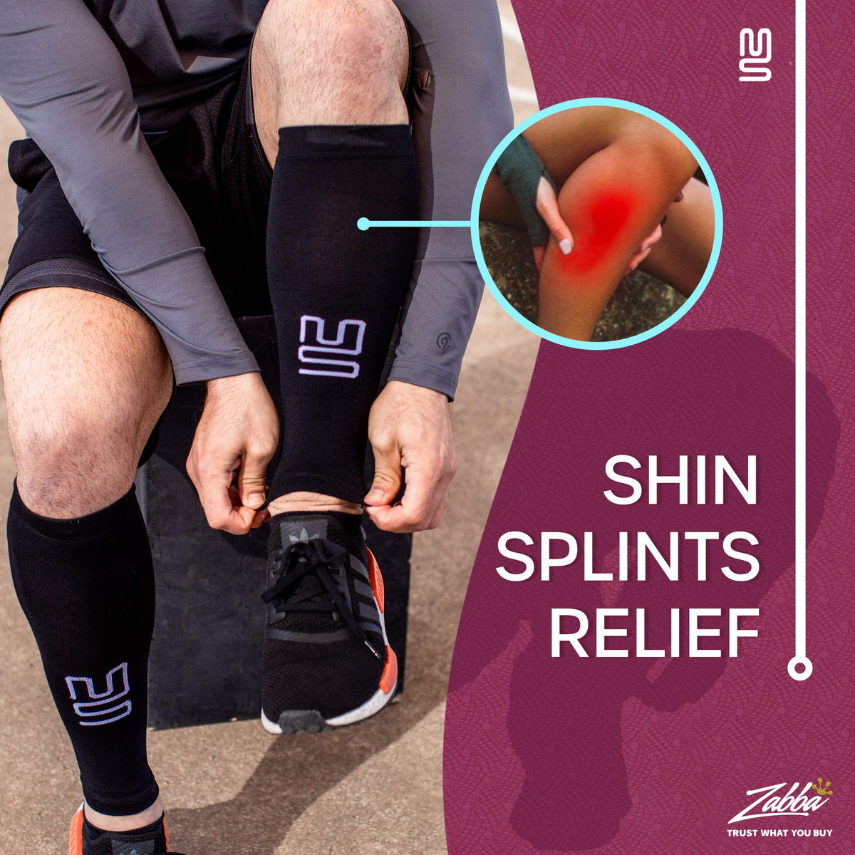 Modetro Sports Calf Compression Sleeves - Leg Sleeves for Men and Women - Support Brace for Running Flights Shin Splints
