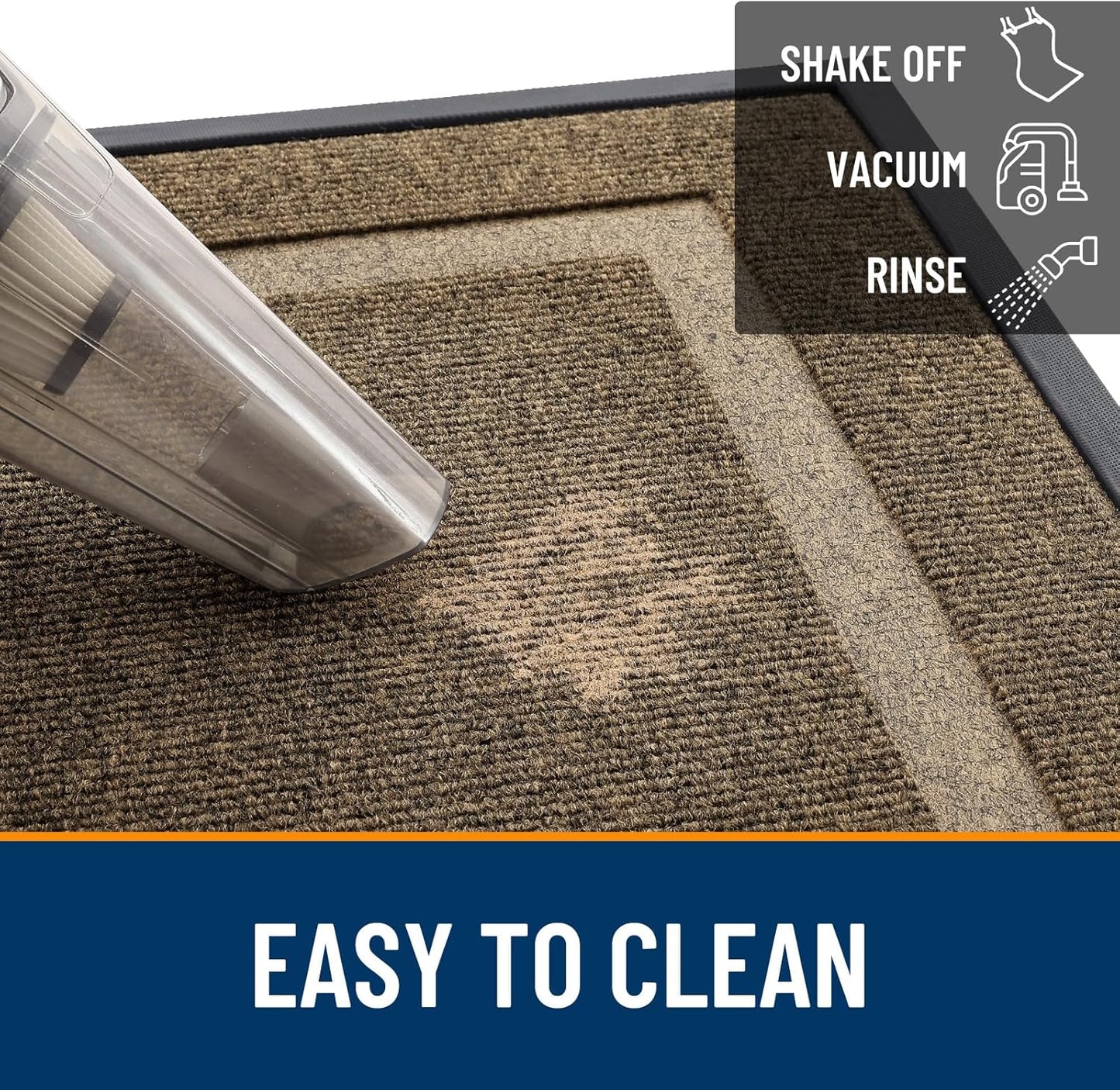 OLANLY Waterproof Front Door Mat - All-Season, Low Profile, Easy Clean, 47x17, Brown