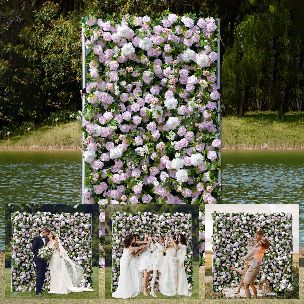 Artificial Luxury‌ Flower Wall Panels, Gorgeous 3D Silk Floral Backdrop for Wedding, Baby Show, Party and Home Decor, Quick Assembly/Storage, Both Eco ＆ Pet Friendly, 4ft*8ft