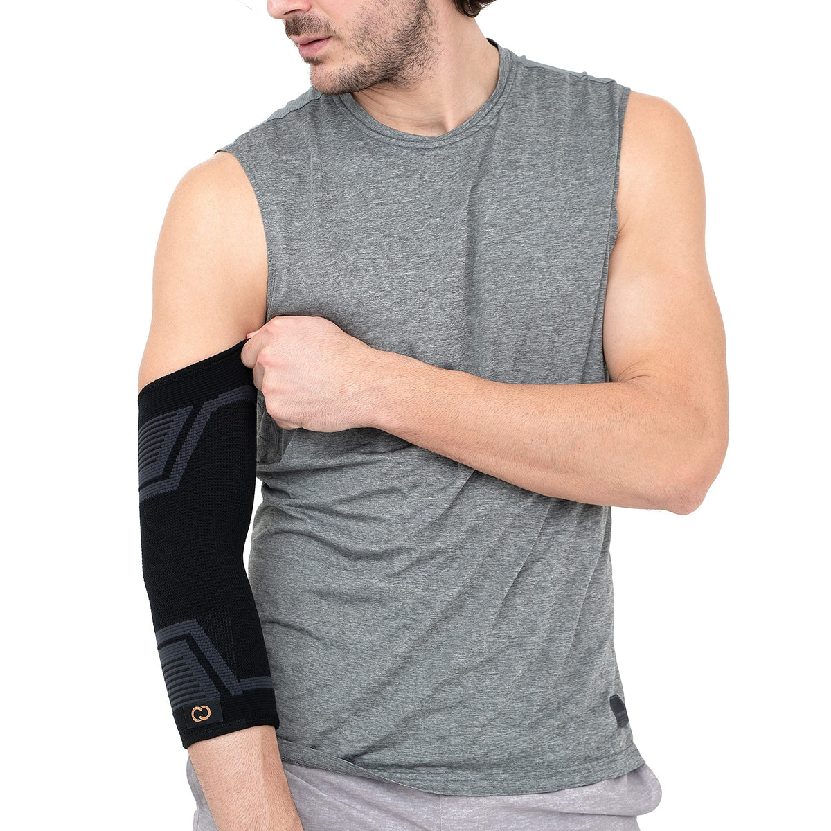 Copper Compression PowerKnit Elbow Sleeve - Seamless Elbow Brace for Men & Women - Pain Relief for Tendonitis, Tennis Elbow, Golfers, Weight Lifting - Fits Right or Left - 1 Sleeve - S/M