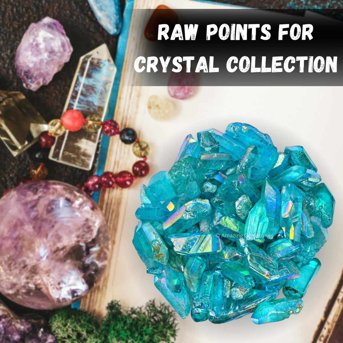 Amazing Gemstone 2 Pieces Aqua Aura Quartz Raw Pencil Points Crystals and Healing Stones, Natural Rocks for Meditation and DIY Raw Point Stones and Crystals