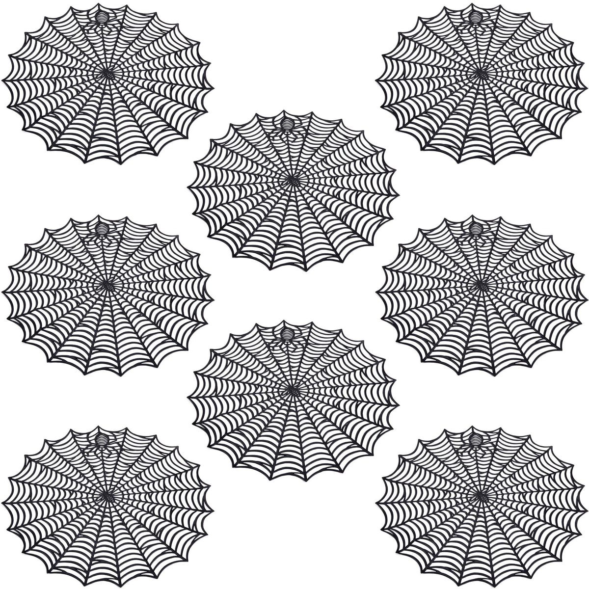 8 Pcs Halloween Spider Web Placemats- 15" Heat Insulation Halloween Placemats Spider Web Table Mats- Hollow Out Spiderweb Coasters Placemat for Dining Table Halloweens Decoration (Black)