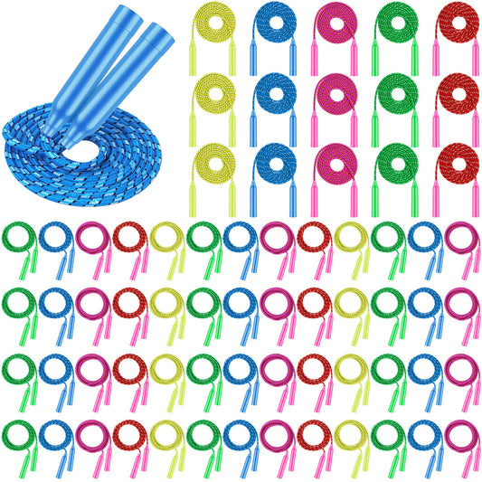 Aneco 96 Pieces Colorful Jump Rope Bulk Exercise Equipment 7.2 Feet Nylon Jump Rope Colored Rope for Outdoor Fun Exercise Fitness Activity Party Favors