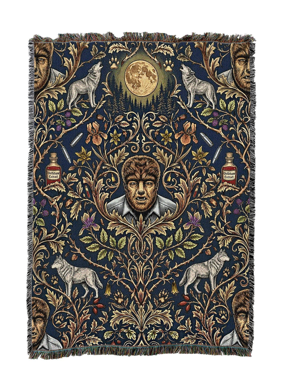 Pure Country Weavers Monster Wolf Man Blanket - Fantasy Gift - Tapestry Throw Woven from Cotton - Made in The USA (50X60)