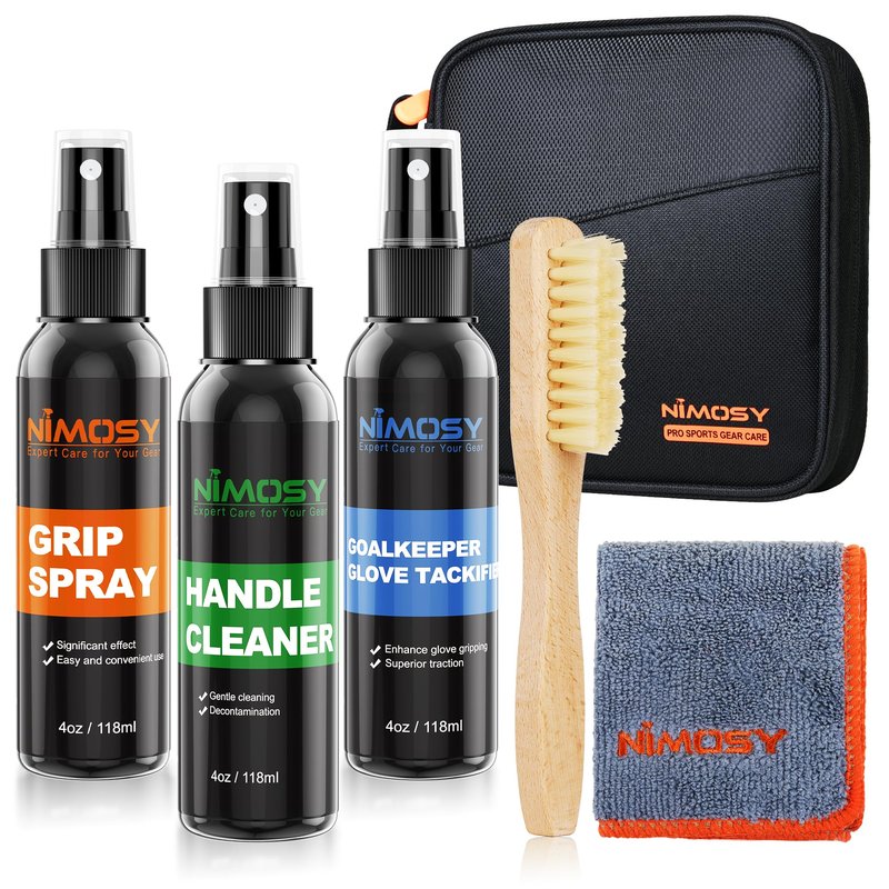 NIMOSY Pro Sport Grip Cleaner Kit - Golf Club & Pickleball Paddle Grip Care Set with Spray, Brush & Microfiber Towel - Restores Grip for Baseball, Tennis, Soccer Goalie Gloves - Perfect Sports Gift