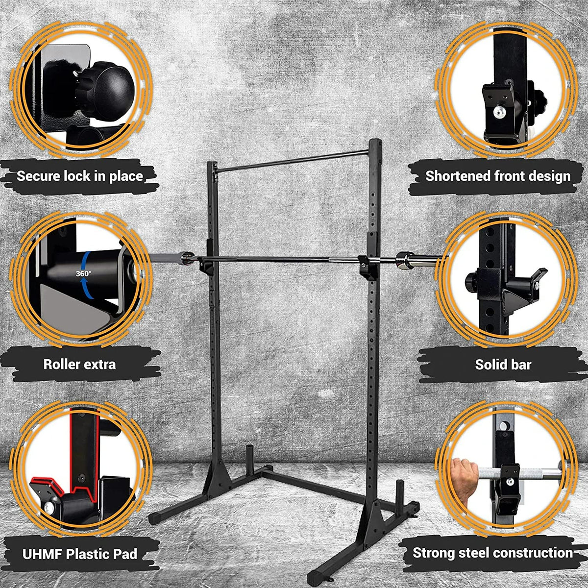 Yes4All Premium Spotter Arms And Barbell Holder Roller J-Hooks Attachment For 2x2 Power Rack/Power Cage/Squat Rack - 1,000 Lbs Capacity Attachments