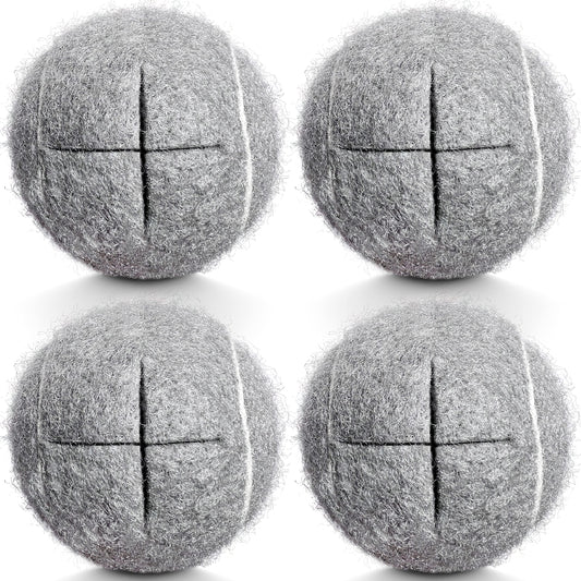HPWFHPLF Precut Tennis Balls for Walkers, 4 PCS Heavy Duty Long Lasting Glide Balls - Precut for Easy Installation, Universal Felt Pads for Walker Legs & Furniture, Floor Protectors (Grey)