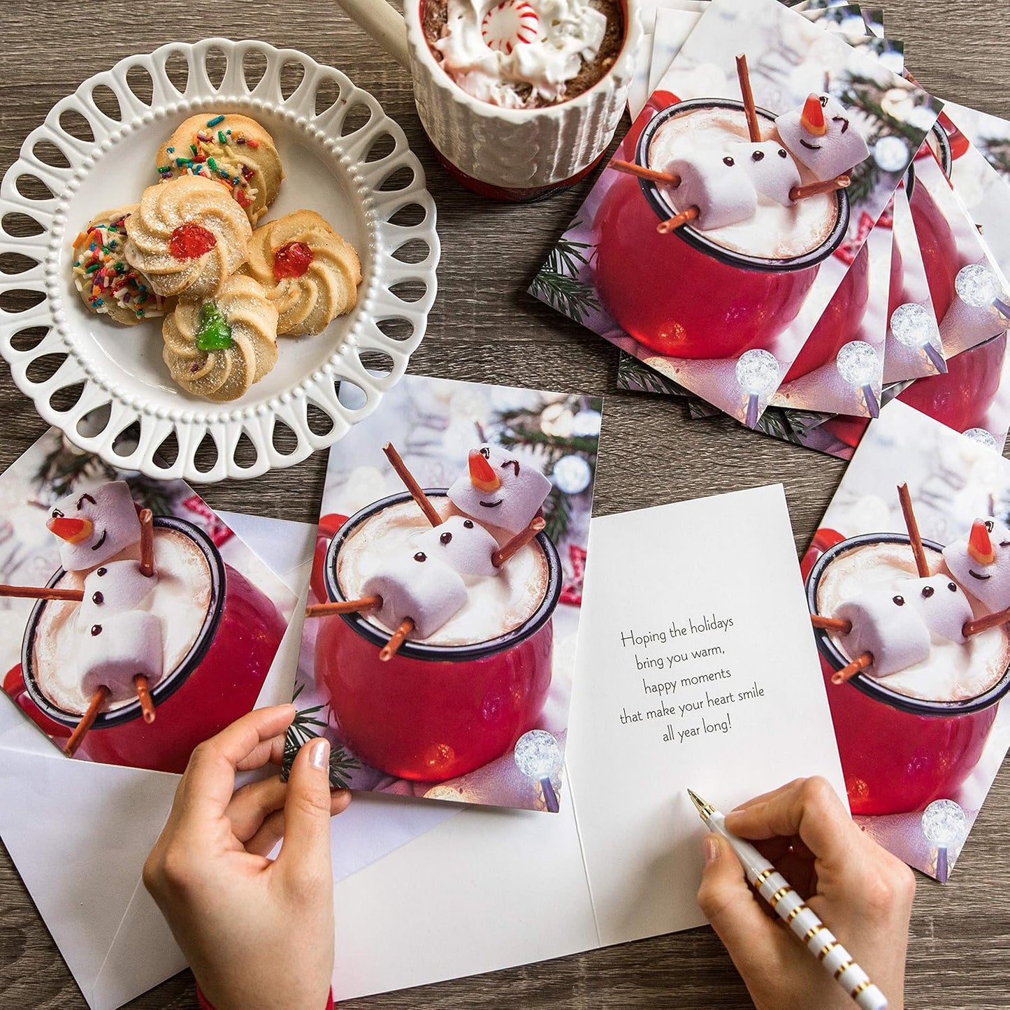American Greetings Holiday Cards - Happy Moments Marshmallow Man Design | 12-Count Boxed Set
