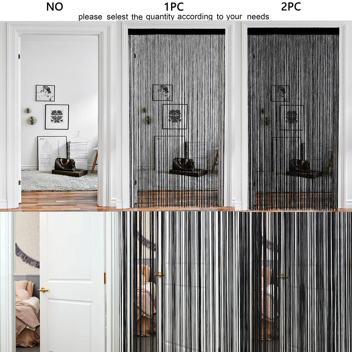 HSYLYM Spaghetti String Curtains for Doorways Privacy Door Frame Tassel Hippy Wall Kitchen Hallway Boho Fringe Curtain Hanging Door Room Dividers Decor 1 Panel（39×79in/100×200cm,Black）