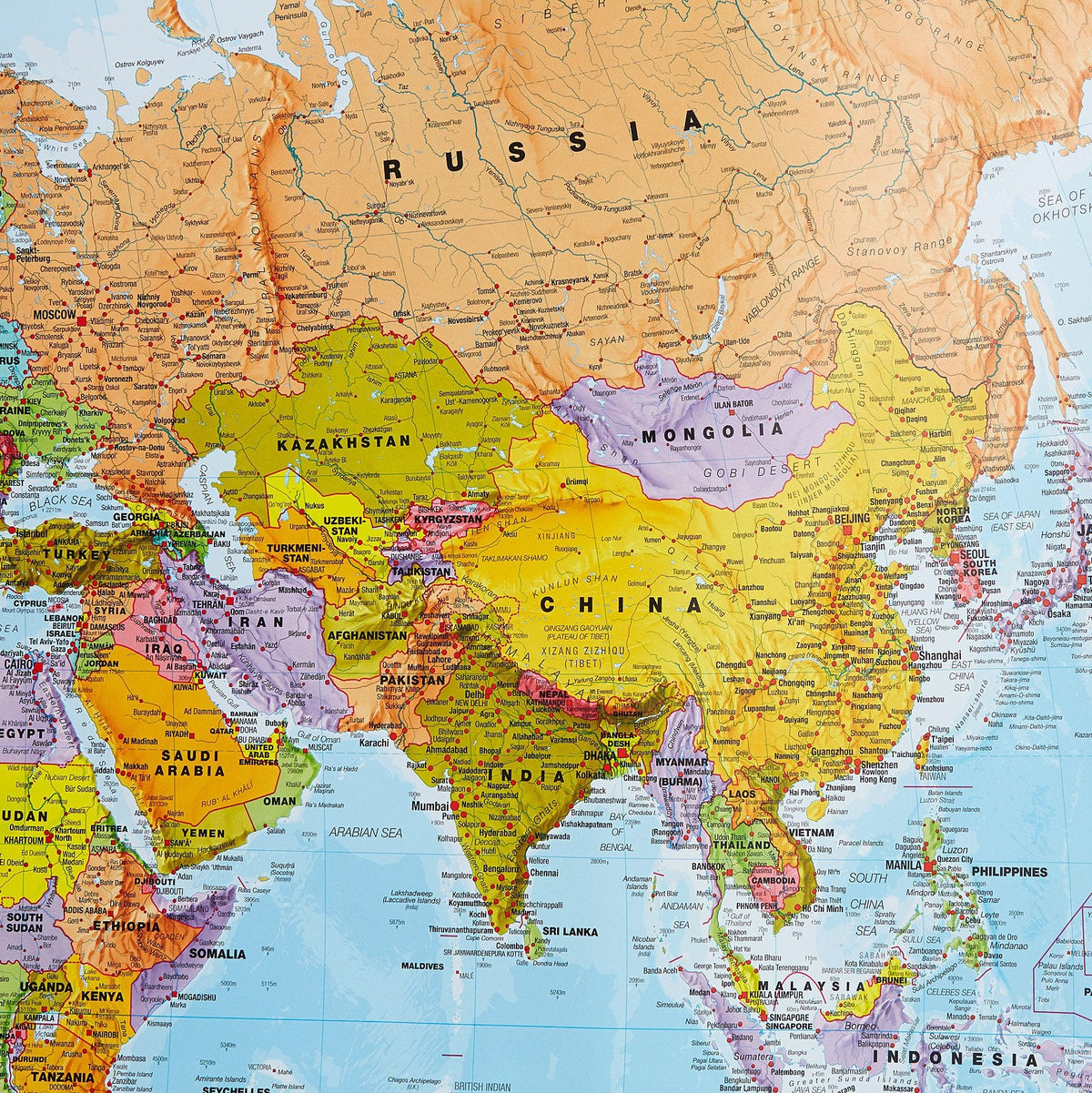 Maps International Giant World Map Poster - Mega-Map of The World - Front Sheet Laminated - 46 x 80 - Updated 2025