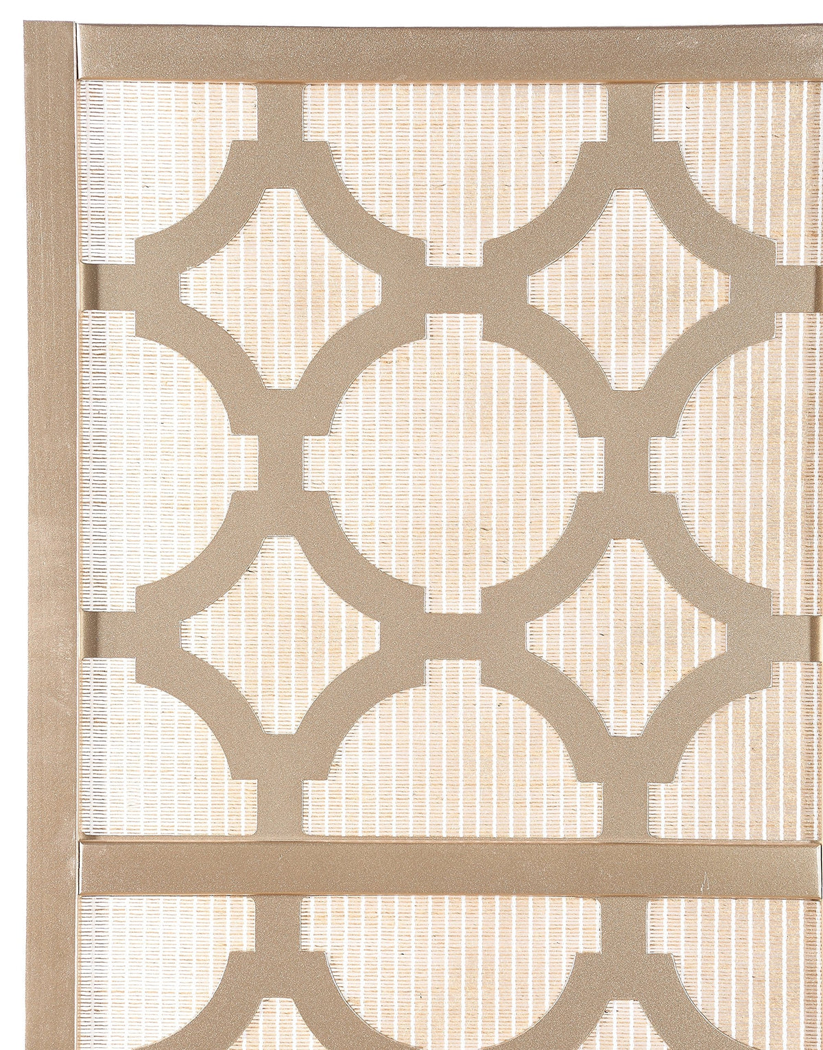 Roundhill Furniture Quarterfoil Infused Diamond Design 4-Panel Room Divider, Gold
