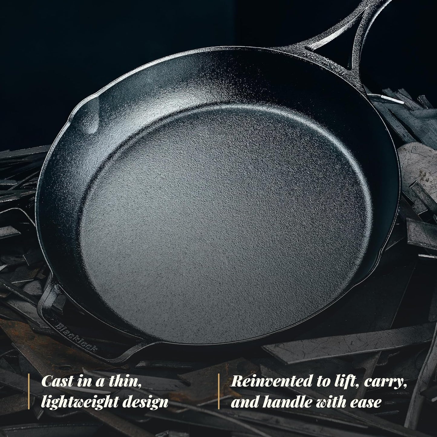 Lodge Blacklock 12" Triple Seasoned Cast Iron Skillet - Lightweight Design | Effortless Cleanup