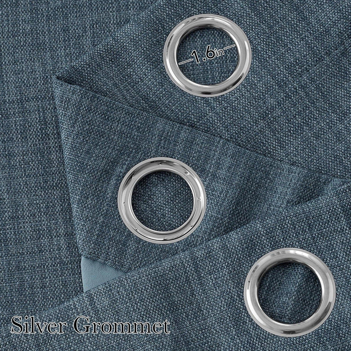NICETOWN Faux Linen Blackout Curtains - Mist Blue Privacy Panels for Living Room & Bedroom | 63 Inches Long, 2 Panels