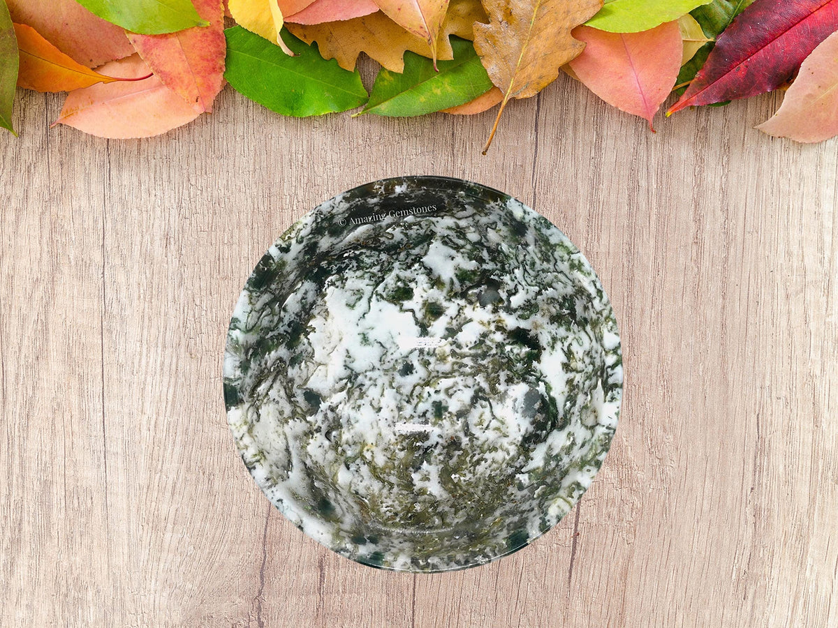 Tree Agate Crystal Bowl - 2 Inch Decorative Bowls for Room and Home Decor - Gemstone Healing Crystals for Elegant Display, Positive Energy Balance and Gift